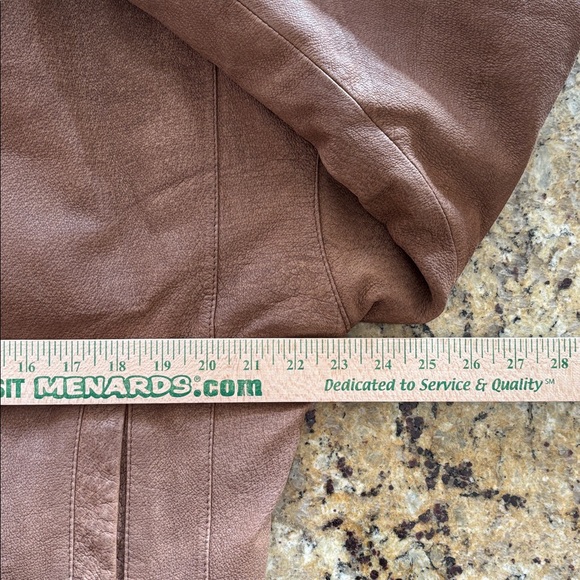 Vintage Leather Brown Bomber Coat Paris Sport Club Jacket Women’s Medium Y2k - Picture 9 of 10